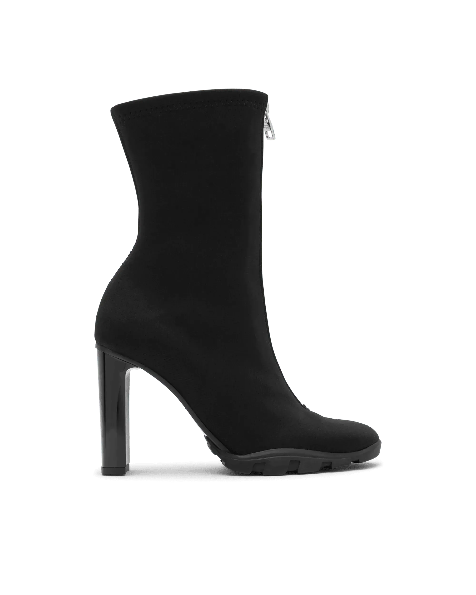 Alexander McQueen Women's Front Zip Scuba Fabric Boots - Stylish Chunky Heel Ankle Booties for Casual Outfits & Night Out
