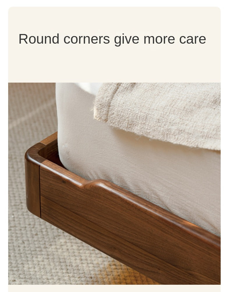 Solid Black Walnut Wood King Size Bed with LED Lighting - Perfect for Master Bedroom, Guest Room & Luxury Home Decor