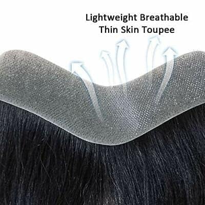 Premium AHS Men's Hair Patch for Baldness & Hair Loss | 100% Natural Human Hair Front Hair System | Receding Hairline Solution for Men & Boys | Straight Hair Patch for Daily Wear & Special Occasions (Pack of 1) | Perfect for Work, Dating & Social Events