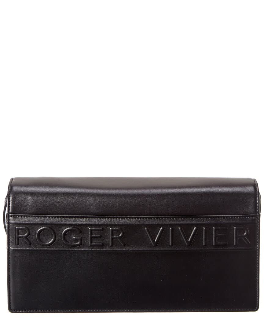 Roger Vivier Viv' Choc Leather Shoulder Bag for Women - Black Genuine Leather Designer Handbag | Perfect for Work, Evening Events & Travel Accessories