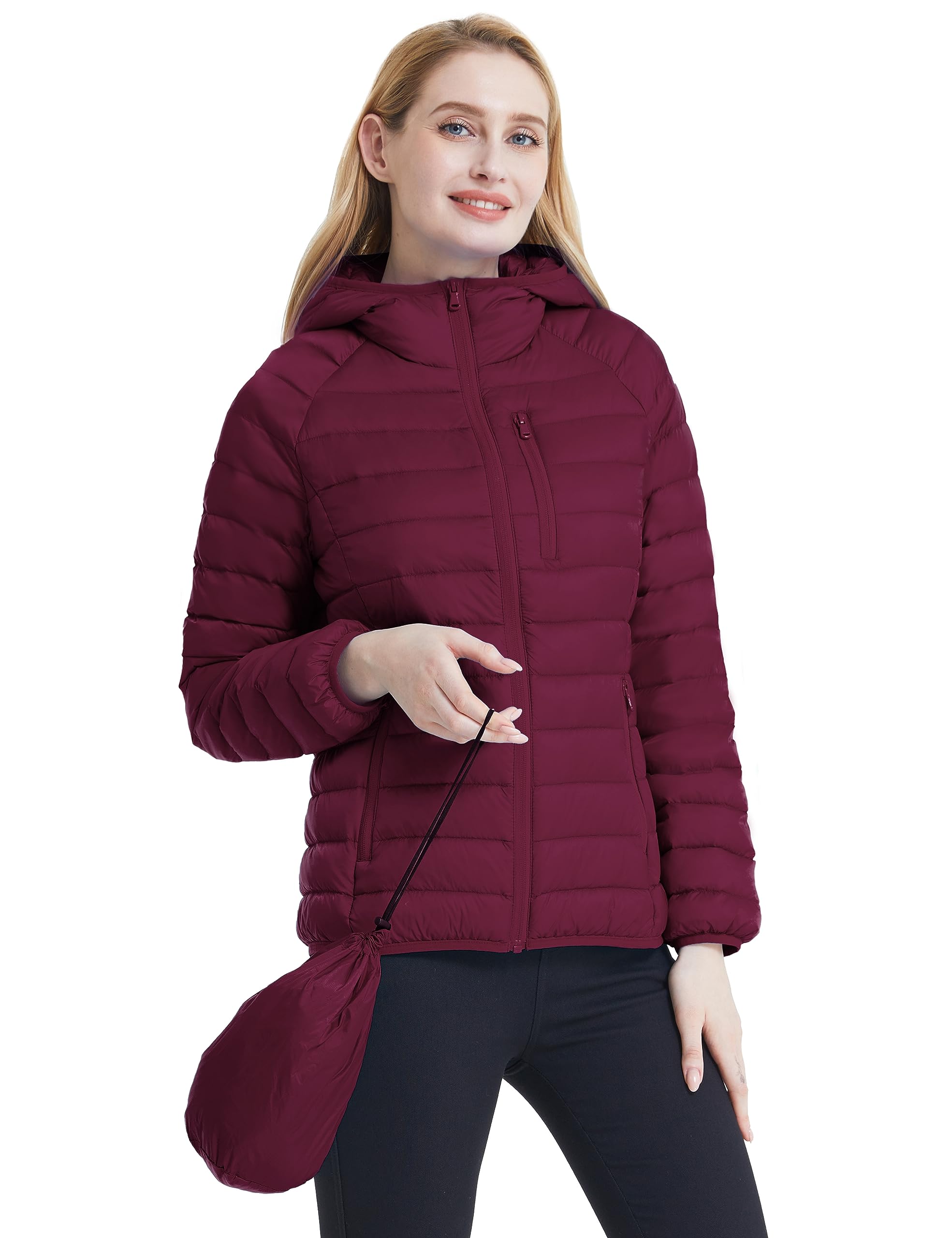 Wantdo Women's Lightweight Packable Down Jacket - Hooded Winter Puffer Coat for Outdoor Activities, Travel & Cold Weather