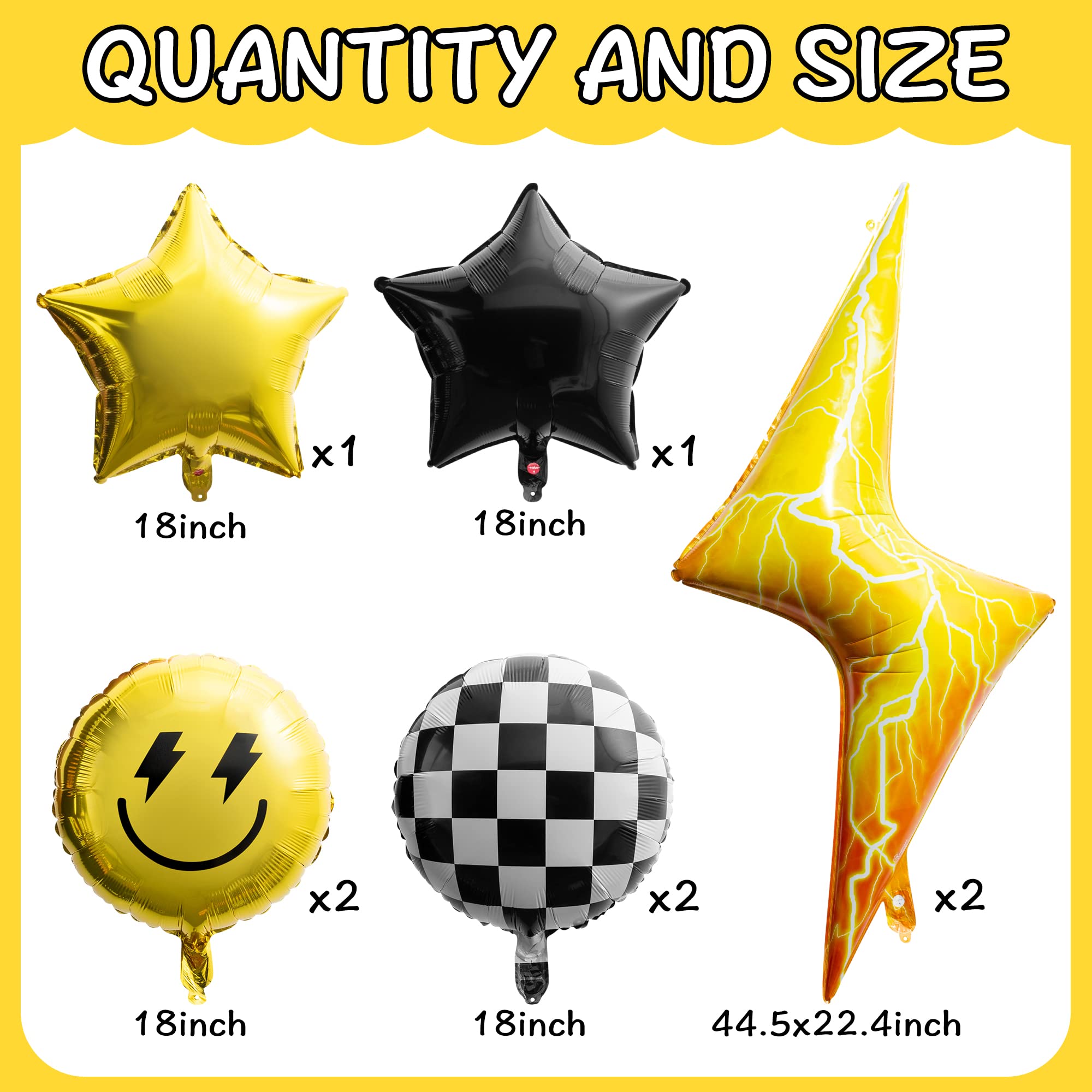 8PCS 18 Inch Smile Face Checkered Helium Balloons - Yellow Happy Birthday Party Decorations, Wedding & Baby Shower Supplies - Perfect for Indoor/Outdoor Events, Photo Backdrops & Celebration Decor