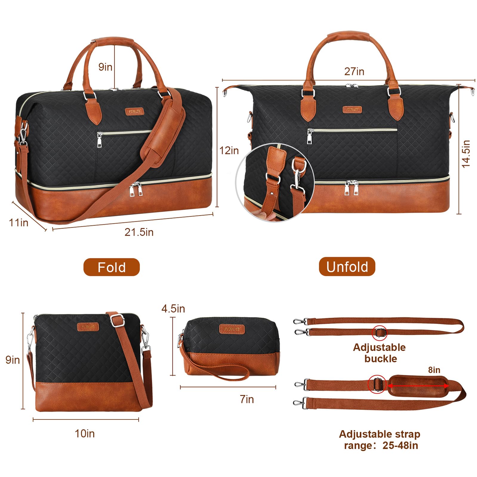 Stylish Women's Weekender Bag - Large Nylon Travel Duffel with Shoe Compartment | Perfect Carry-On Overnight Bag for Weekend Getaways, Gym Trips & Business Travel