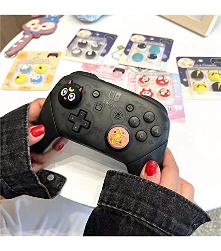 PERFECTSIGHT Cute Thumb Grip Caps for PS5 Controller, PS4, Xbox Series X/S, Xbox One, Switch PRO - 4PCS Soft Rubber 3D Analog Thumbstick Covers with Kawaii Design (Red) - Improve Gaming Comfort & Grip for Long Play Sessions