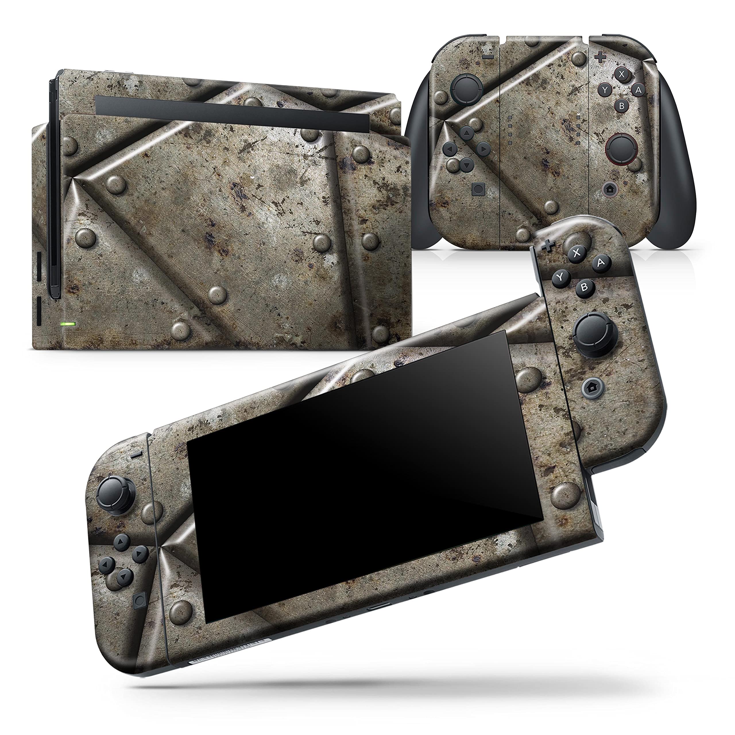 Nintendo Switch Dock Skin Decal - Protective Scratch-Resistant Removable Vinyl Wrap Cover with Bolted Steel Plates V2 - Perfect for Gaming Setups & Console Protection