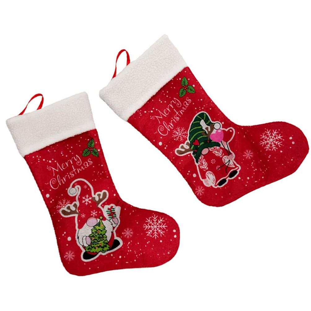 PRETYZOOM Christmas Stockings 2Pcs - Cute Cartoon Holiday Socks for Fireplace Decor, Candy Bags, Tree Hanging & Party Supplies - Perfect Gift for Xmas Celebrations