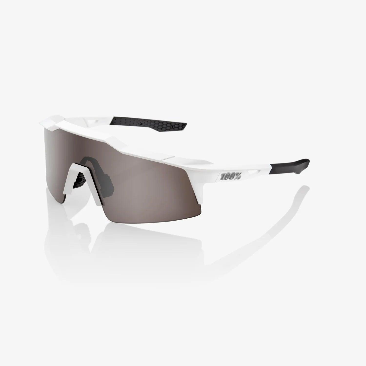 SPEEDCRAFT SL 100% UV Protection Sunglasses - Matte White Frame with HiPER Silver Mirror Lens for Driving, Running & Outdoor Activities