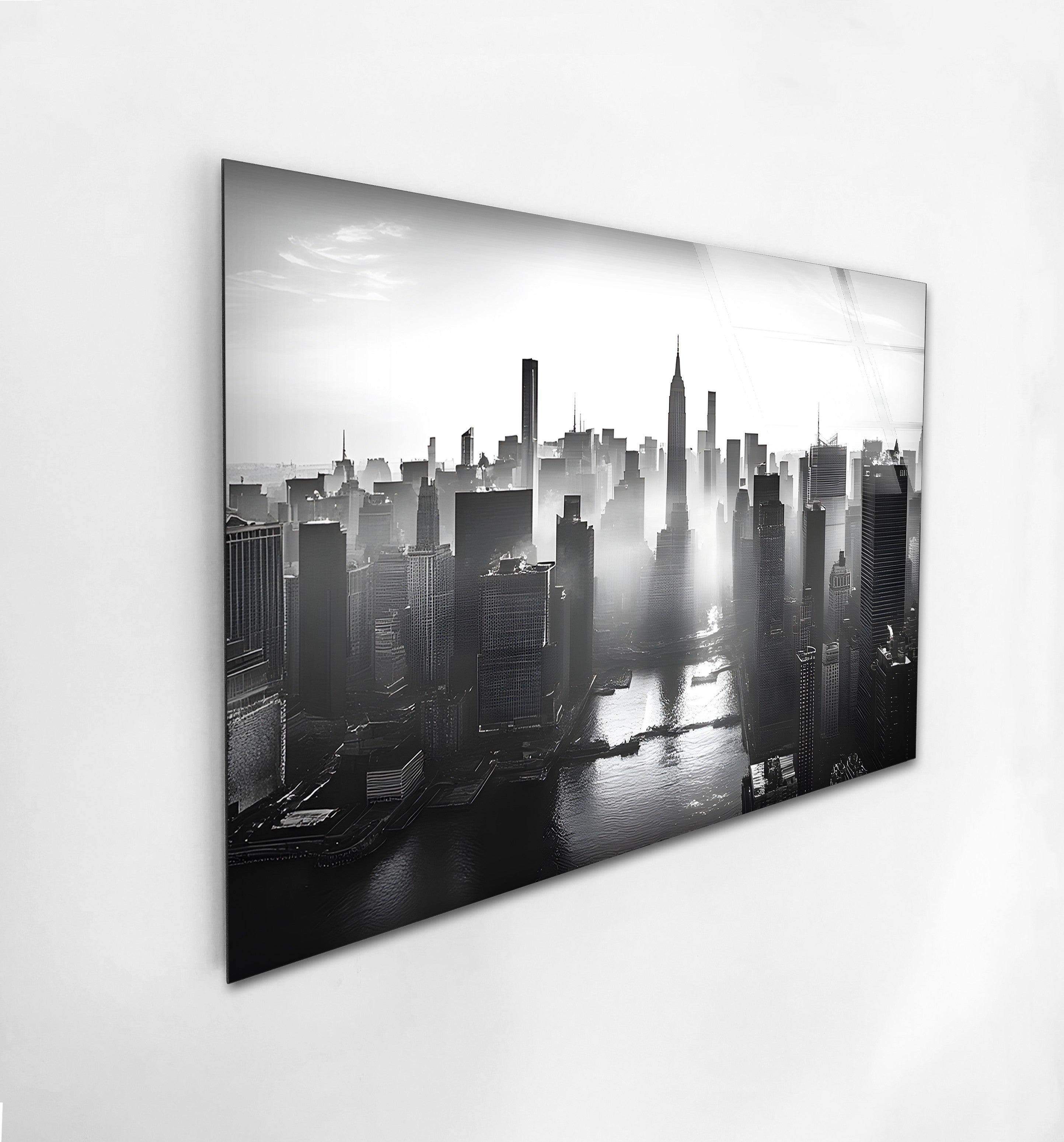 Black and White New York City Skyline Wall Art - Modern Glass Canvas Print for Home & Office Decor | Perfect for Living Room, Bedroom, or Workspace
