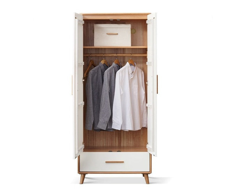 Solid Beech Wood Wardrobe Set - Modern Closet Organizer for Bedroom, Living Room & Office Storage