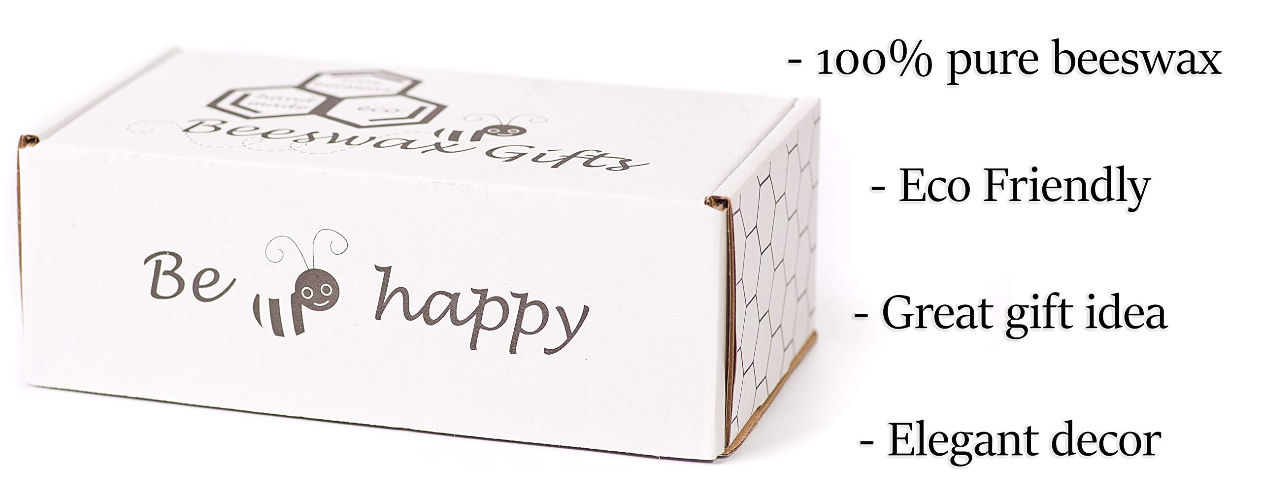 Beeswax Candles Set of 3 - Natural Honey Scented Pillar Candles for Home Decor & Gifts