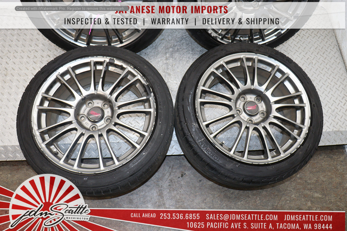 JDM 2008-2014 Subaru WRX STI OEM Rims and Tires V10 Complete Set - Perfect Fit for Performance Upgrades & Street Racing