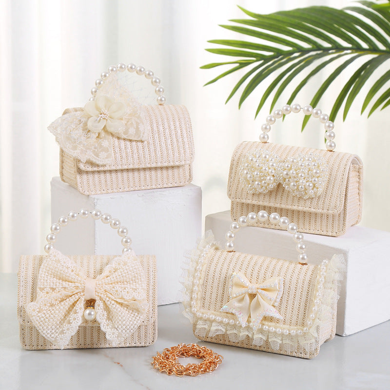 Adorable Kids' Crossbody Bag with Pearl Bowknot - Stylish & Trendy for Girls' Outfits, School, Parties & Daily Use