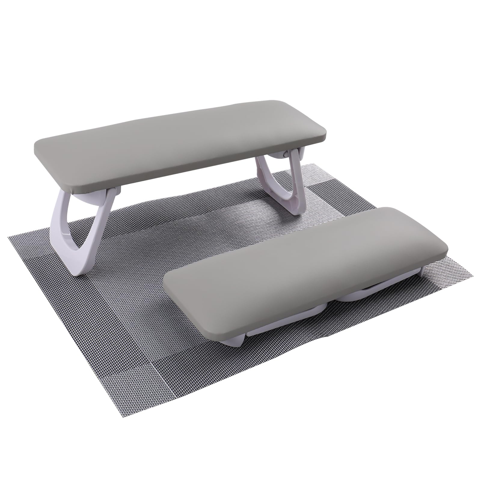 **ANGNYA Foldable Nail Arm Rest for Nail Technicians - Gray PVC Table Mat with Microfiber Leather & Bracket - Perfect for Manicure, Pedicure & Nail Salon Use**