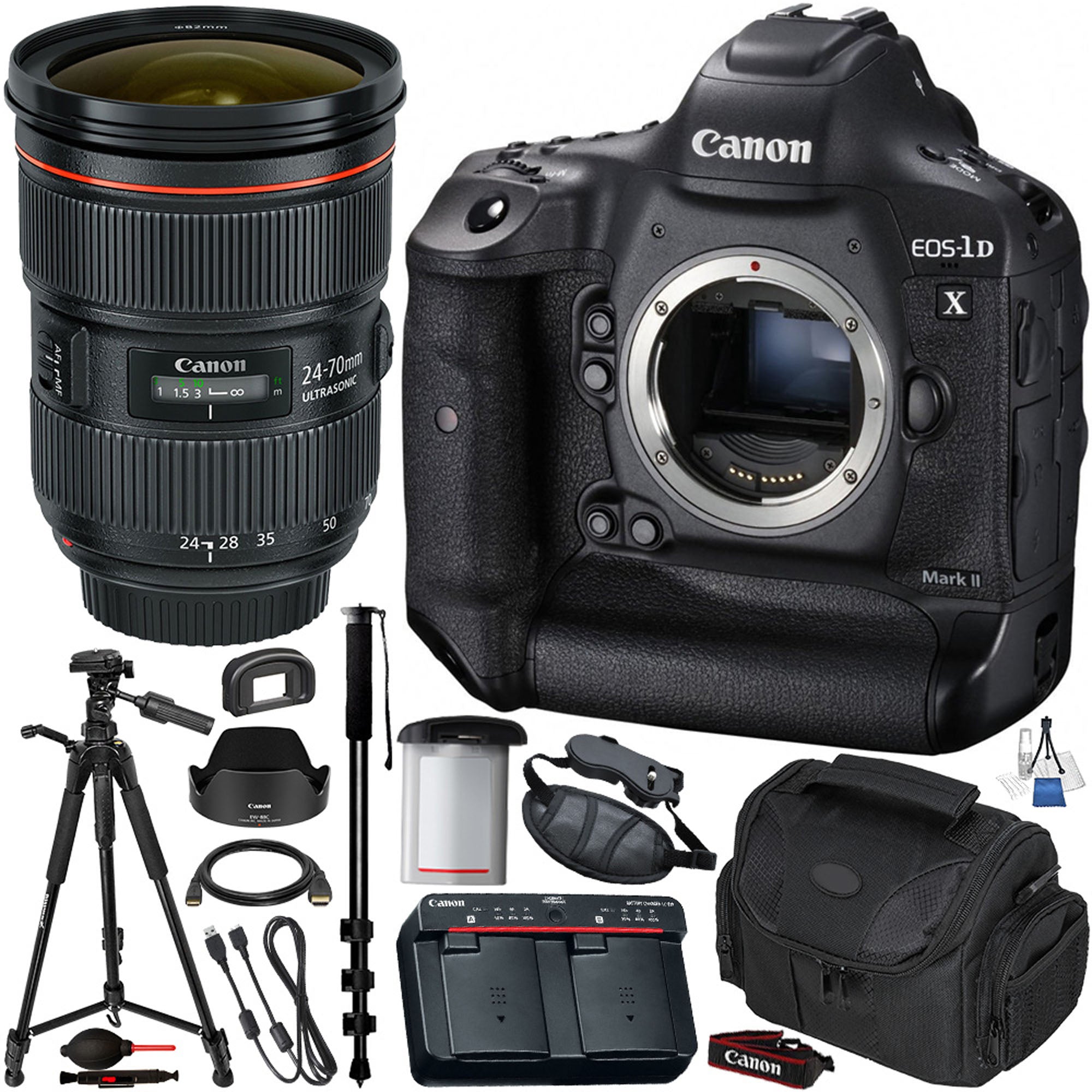 Canon EOS 1D X Mark II DSLR Camera with EF 24-70mm f/2.8L II USM Lens - Professional Photography Bundle for Sports, Wildlife & Wedding Photography