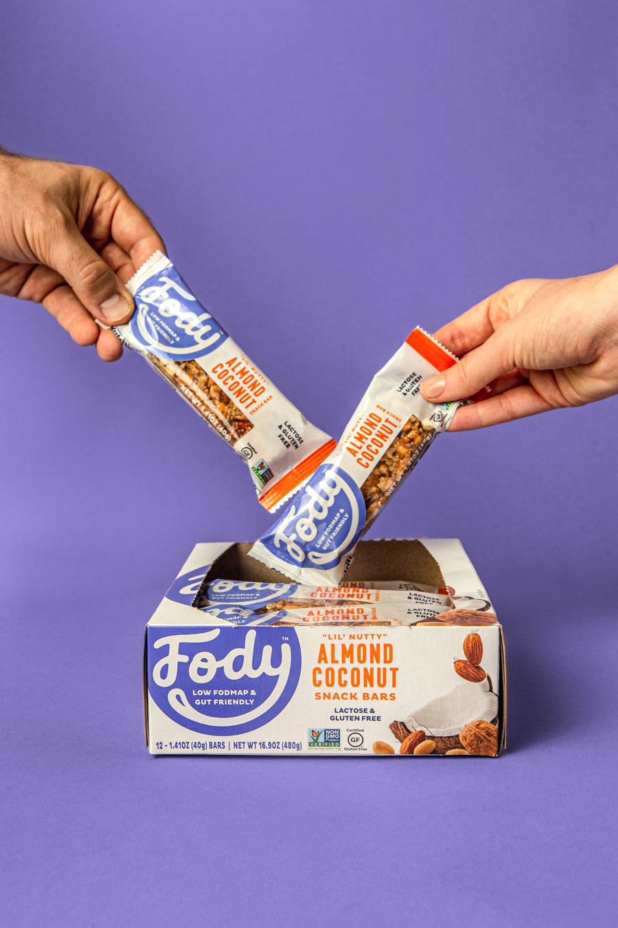 Fody Foods Vegan Protein Nut Bars - Almond Coconut Flavor, 6g Plant-Based Protein per Bar, Low FODMAP Certified, Gut-Friendly Snack for IBS & Digestive Health (12 Count) - Perfect for On-the-Go, Workouts & Healthy Snacking