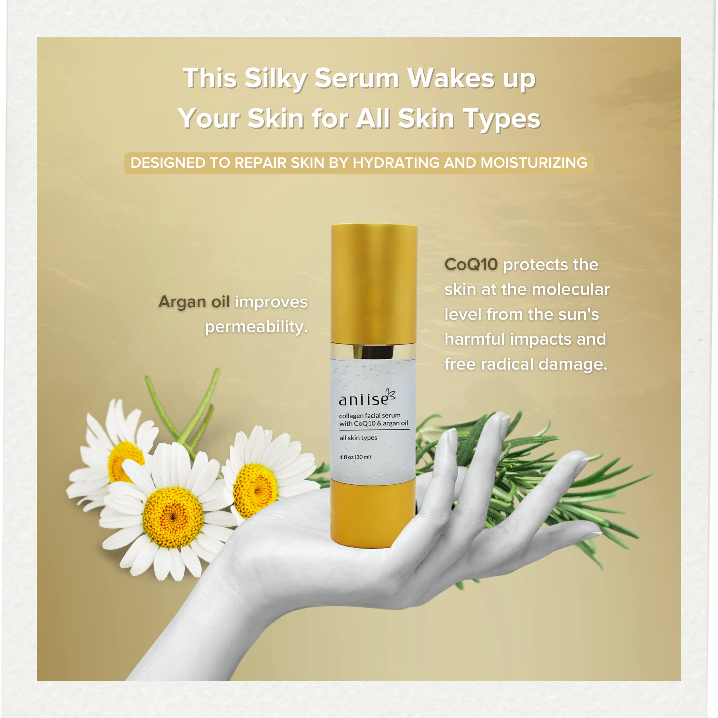 Best Anti-Aging Collagen Serum with Hyaluronic Acid, Vitamins C & E, CoQ10 & Argan Oil - Hydrating & Firming Face Treatment for Wrinkles & Fine Lines - Perfect for Night Routine & Daily Skincare