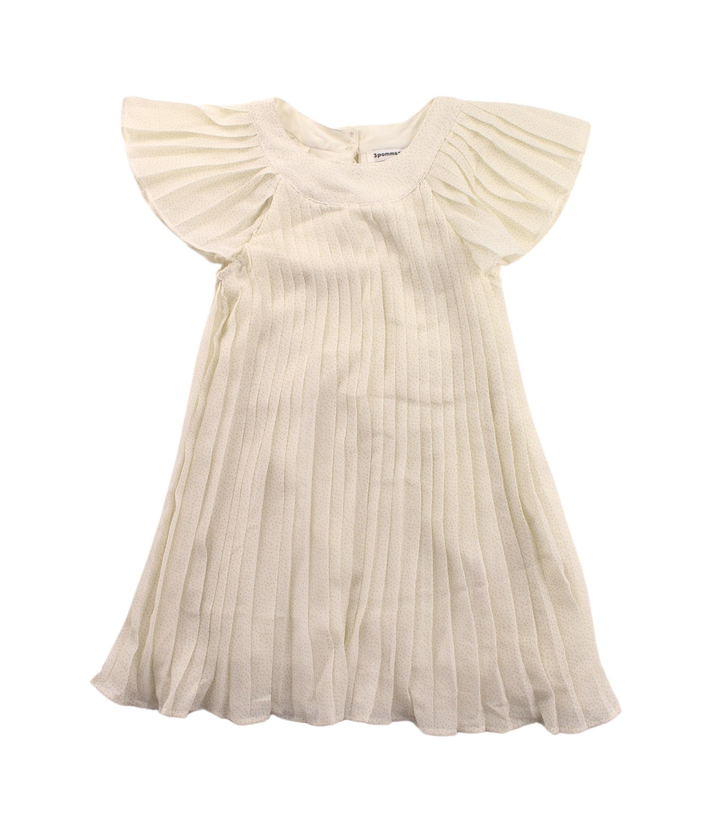 3Pommes Short Sleeve Cotton Dress for Toddlers - Girls 3T 4T Size - Casual Summer Outfit for Playdates & Outdoor Activities