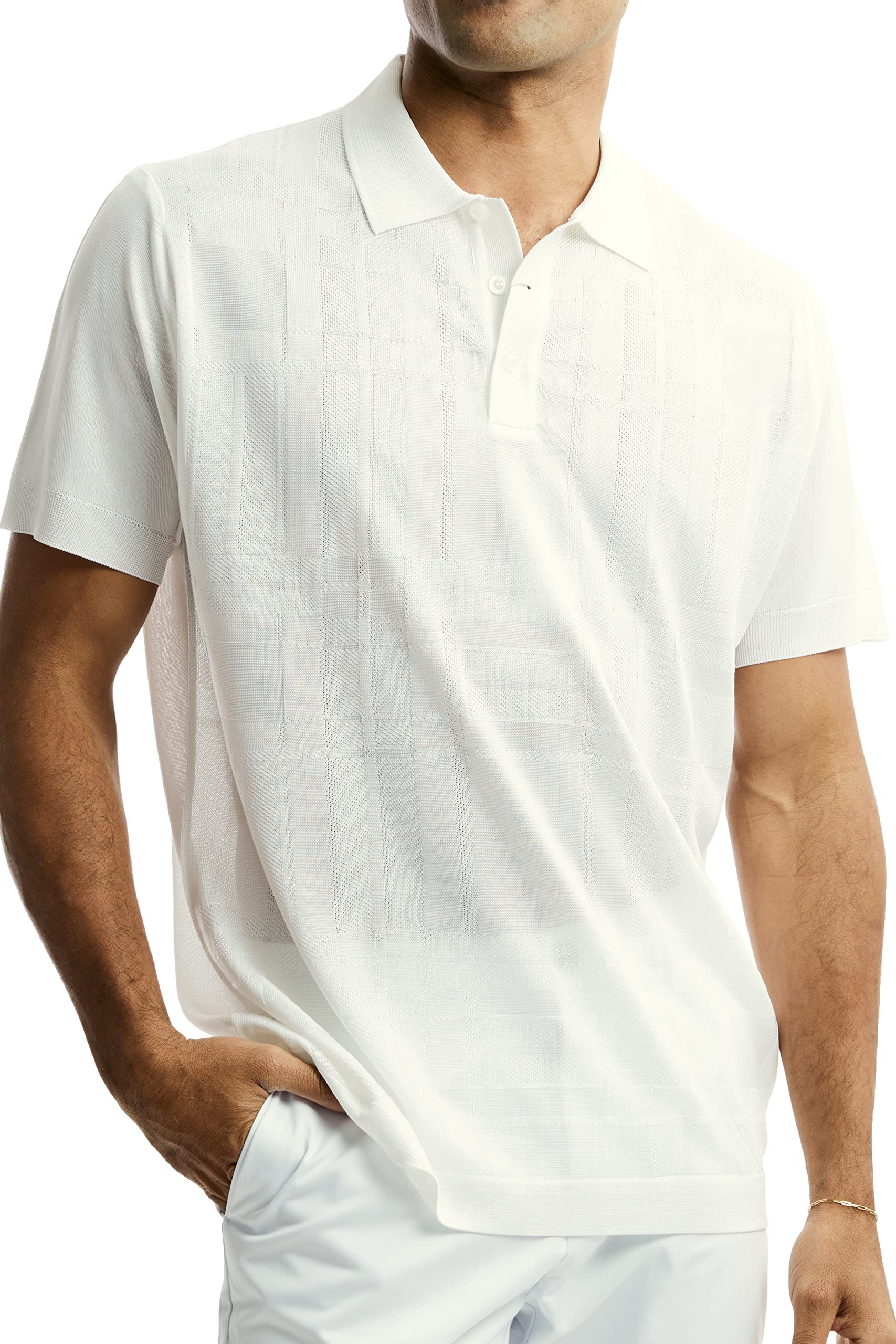 STACY ADAMS Men's Short Sleeve Italian Filament Yarn Polo Shirt - Premium Breathable Cotton Blend for Business Casual & Summer Outfits