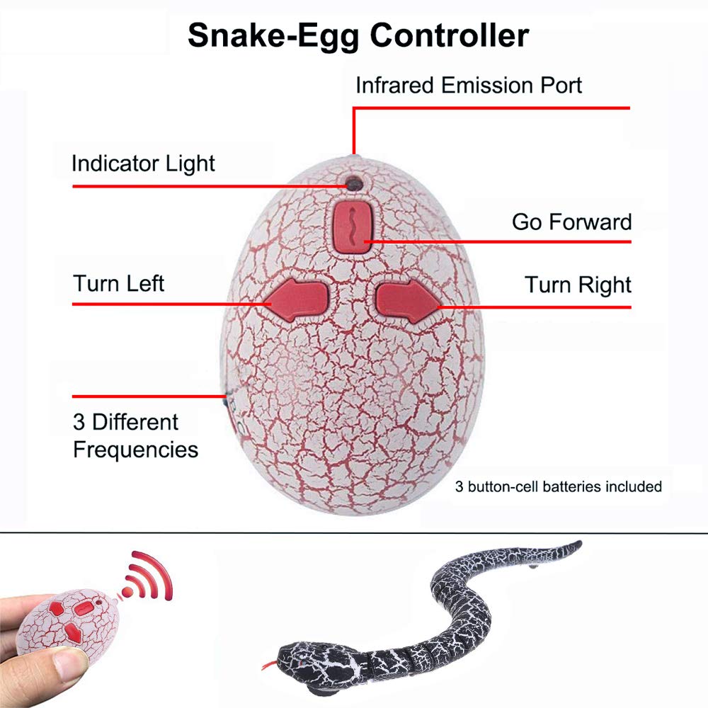 Ufurty Realistic Remote Control RC Snake Toy - Fast Moving Robotic Rattlesnake with USB Rechargeable Battery & Snake-Egg Controller - Scary Trick Toy for Kids Outdoor Play, Halloween Pranks, and Birthday Gifts