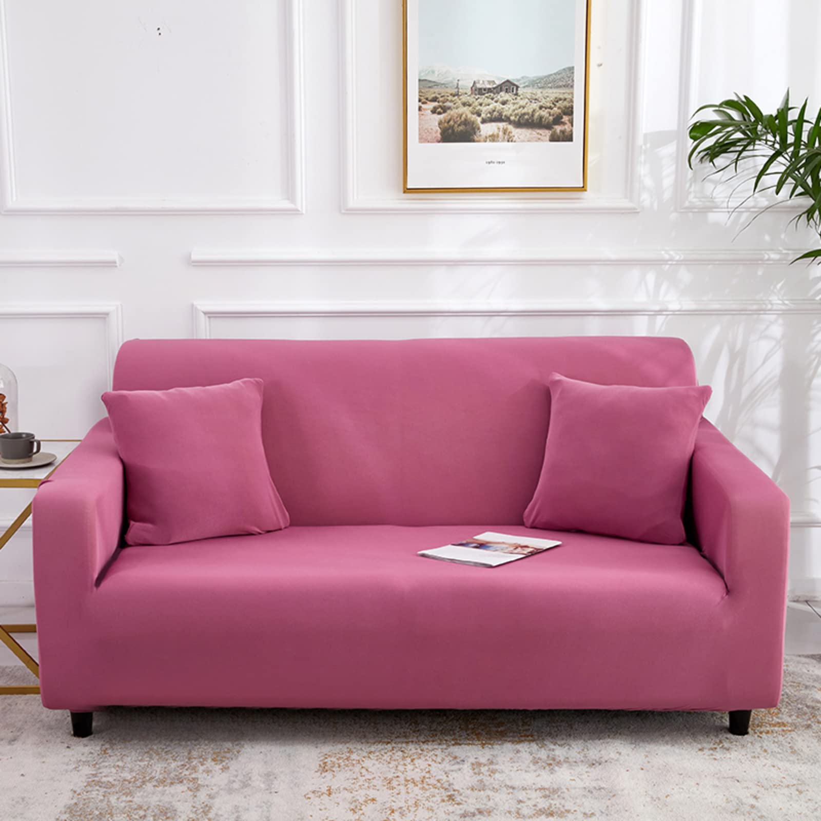 Washable Sofa Slipcover for 5-Seater XXL Sofa - Comfortable, Pet & Kid-Friendly Furniture Protector with Ties - Solid Color Cushion Cover for Living Room, Indoor Use