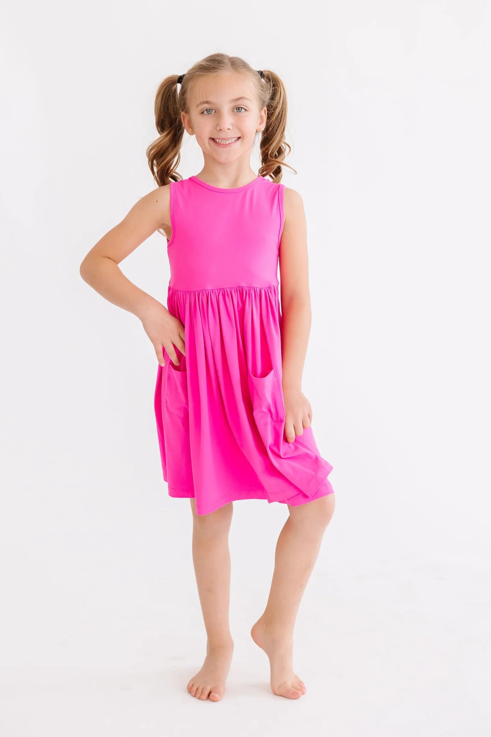 Hot Pink Tank Pocket Twirl Dress for Women - Summer Casual Flowy Swing Dress with Pockets - Perfect for Beach, Vacation, and Date Night Outfits