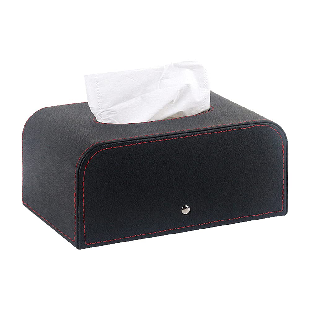 Premium Black Leather Car Armrest Tissue Box Holder - Strap Design for Easy Use, Luxury Storage Organizer for Cars, Trucks & SUVs - Perfect for Road Trips, Daily Commutes & Family Travel