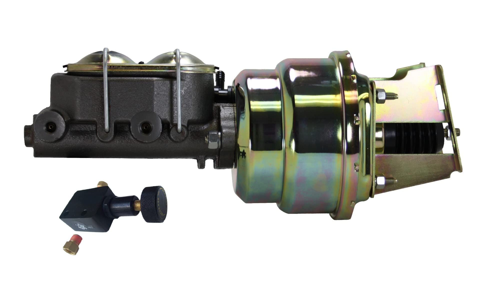 LEED BRAKES 7 Inch Dual Power Booster with 1-1/8 Inch Bore Master Cylinder & Adjustable Proportioning Valve (Zinc Plated) - Perfect for Classic Car Restoration & Performance Upgrades