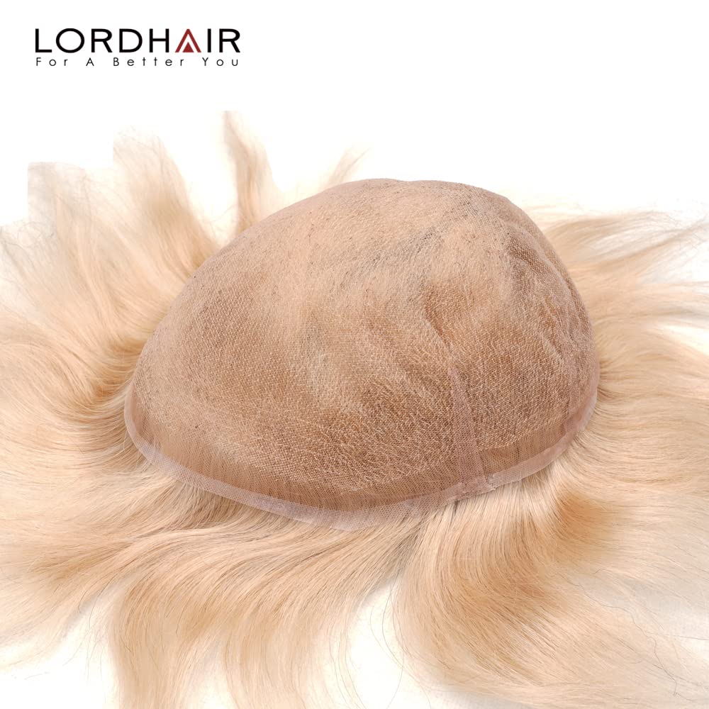 Premium European Human Hair Toupee for Men - 8x10 Inch Full French Lace Hairpiece with Natural Hairline | #22 Light Blonde Hair Replacement System | Perfect for Daily Wear, Special Occasions & Hair Loss Solutions