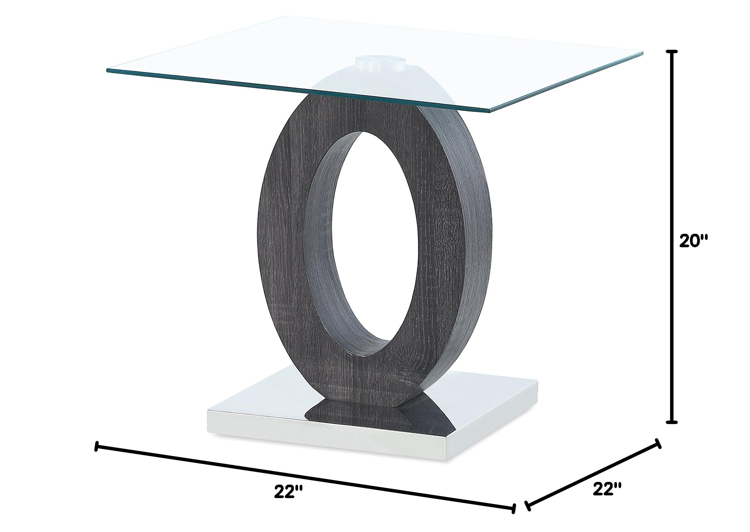 Modern Oval End Table with Grey-Clear Glass Top - Stylish Living Room Furniture for Small Spaces | Perfect for Sofa Side, Bedroom Nightstand or Entryway Decor