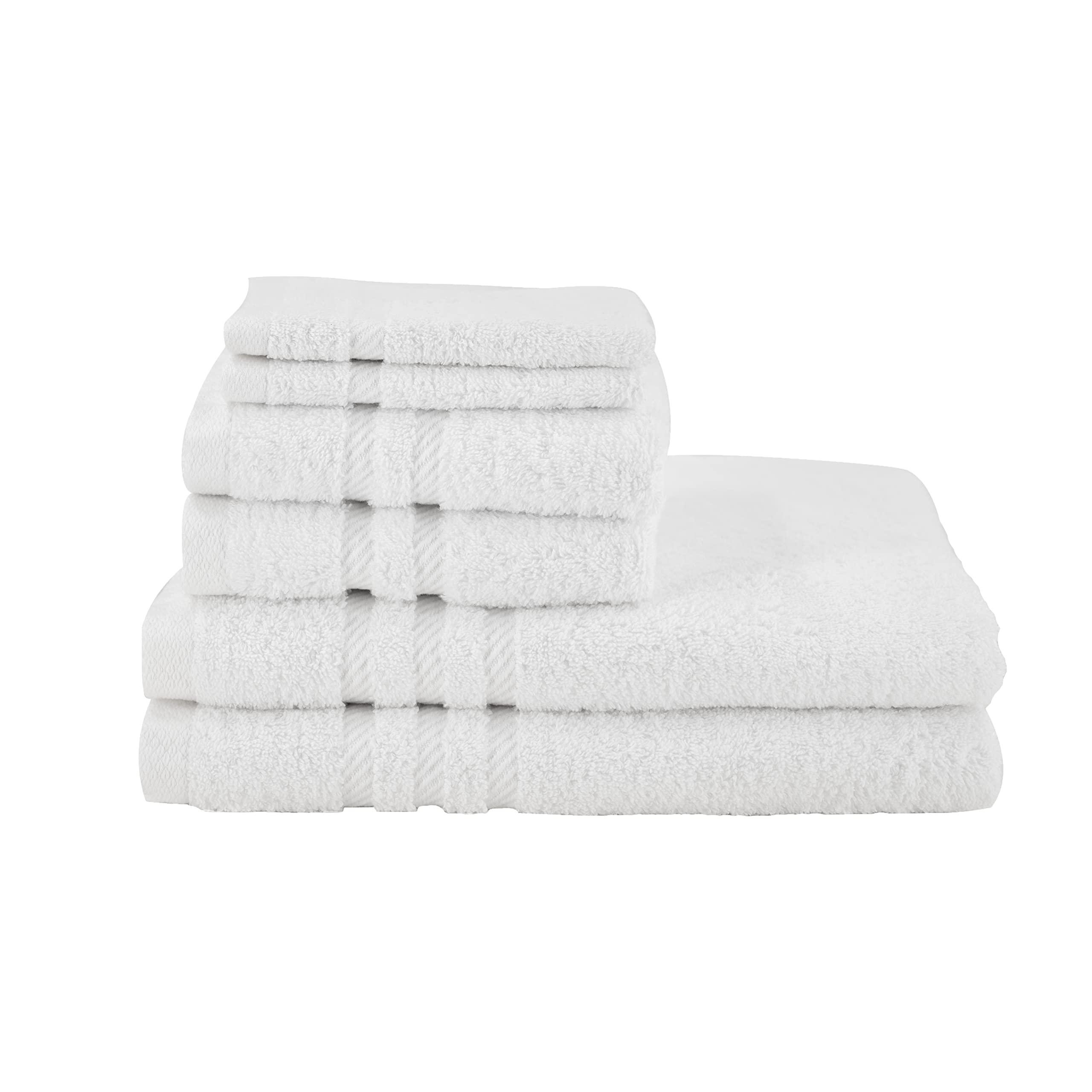 Premium 100% Cotton White Bath Towel Set for Hotels, AirBnB & Spas - Ultra Soft & Durable (2 Bath Towels, 2 Hand Towels, 2 Washcloths) - Perfect for Luxury Accommodations, Guest Bathrooms & Spa Retreats