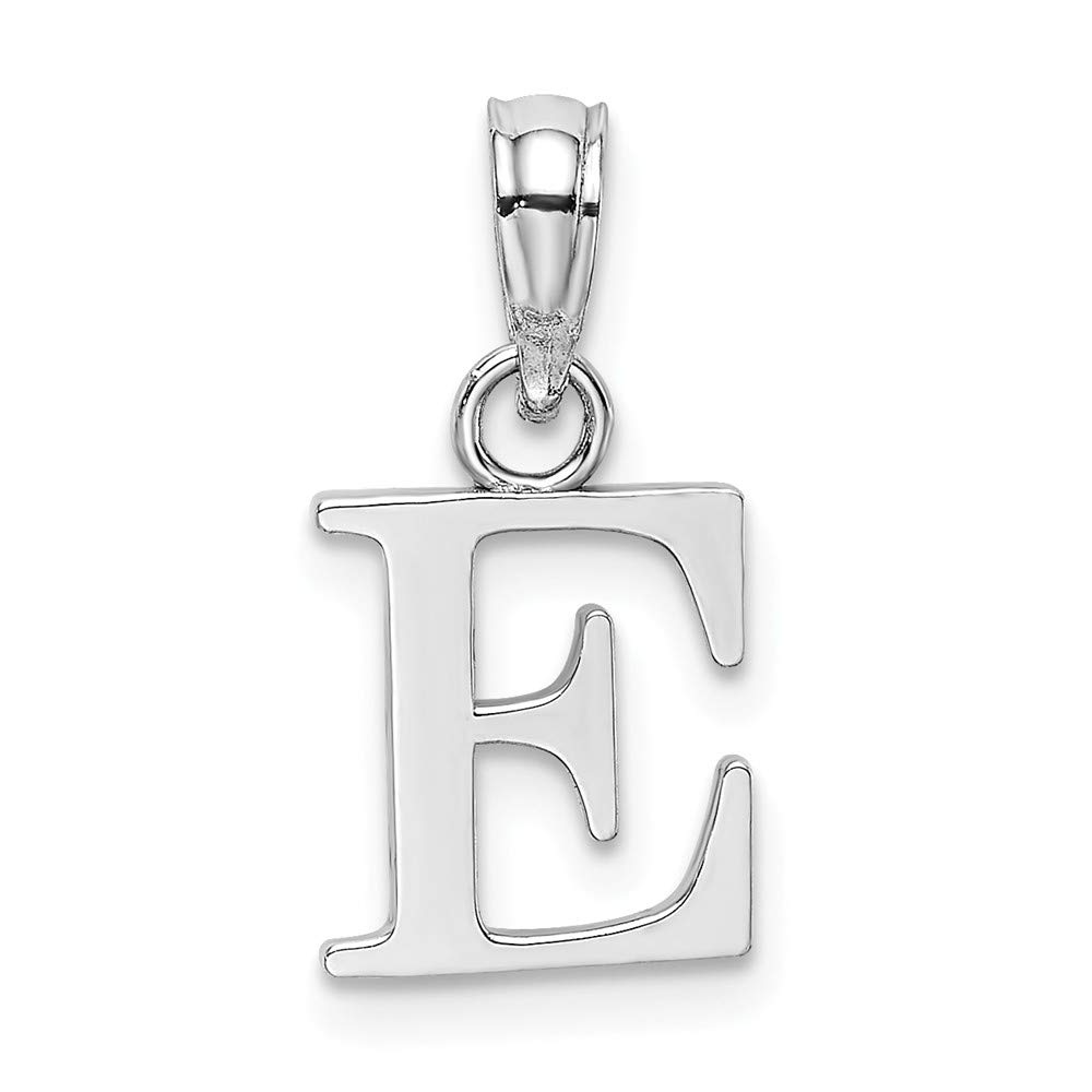 14K White Gold Initial Letter E Block Charm Pendant - Personalized Alphabet Jewelry for Necklace, Bracelet & Gift Giving
