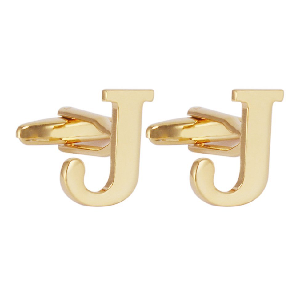 Men's Gold Alphabet Cufflinks - Personalized Initial Cuff Links Set with Gift Box - Perfect for Weddings, Business Attire & Formal Events