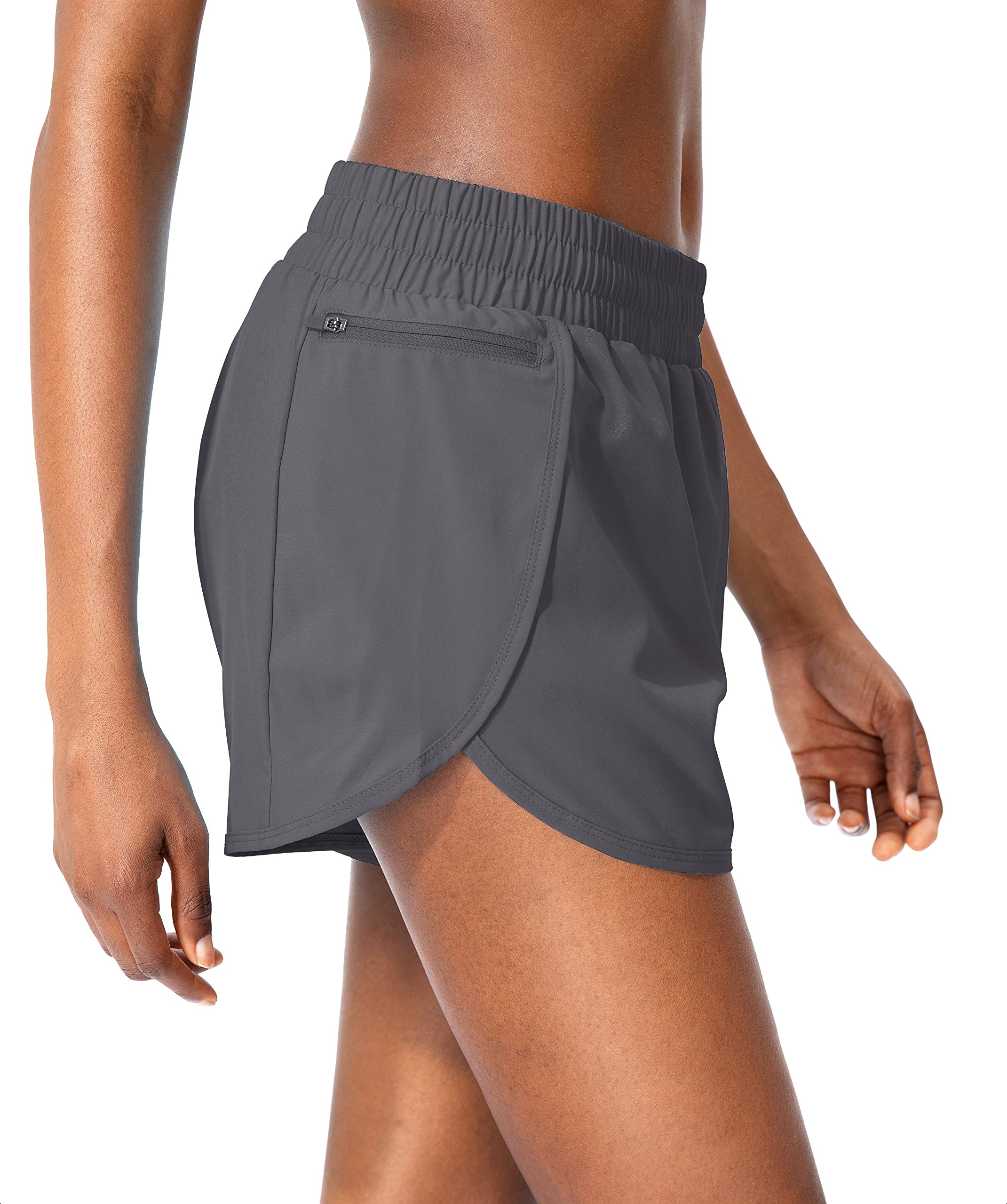 Soothfeel Women's High Waisted Running Shorts with Zipper Pockets - Breathable Athletic Gym Workout Shorts with Liner - Perfect for Jogging, Yoga & Fitness Training