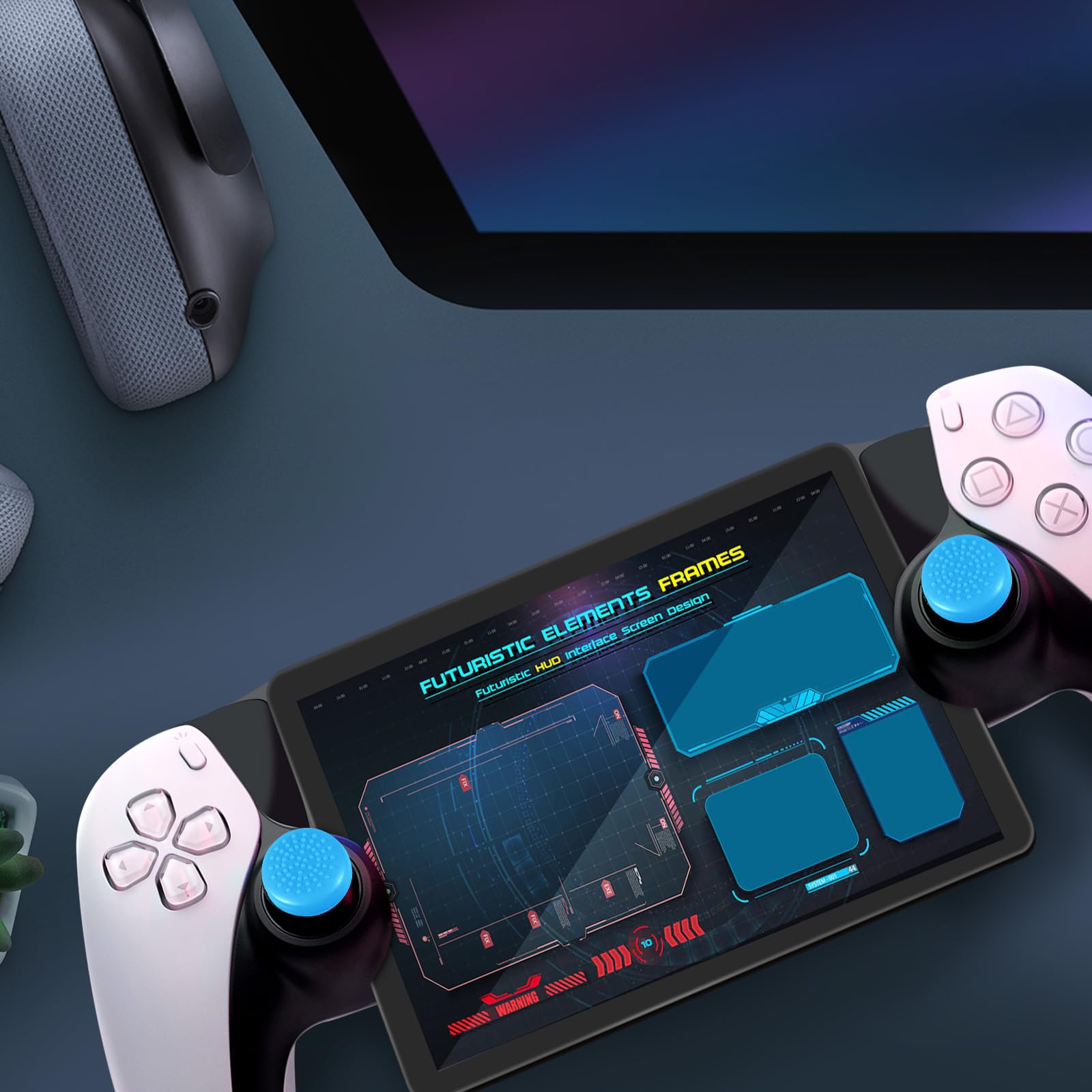 8-Piece Silicone Controller Thumb Grips Set in 4 Sizes - Non-Slip Analog Stick Caps & Joystick Covers for PlayStation Portal (Blue) - Improve Gaming Comfort & Grip for Long Sessions