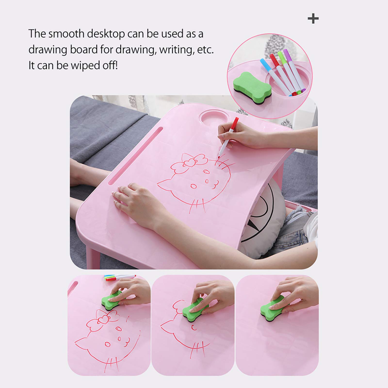QWEASDF Portable Laptop Bed Tray - Adjustable Folding Table for Couch, Sofa & Floor Use - Breakfast Tray, Dining Table & Notebook Stand - Perfect for Dorm Rooms, Kids & Reading in Bed (4 Adjustable Heights) - Ideal for Home Office, Remote Work & Cozy Movie Nights
