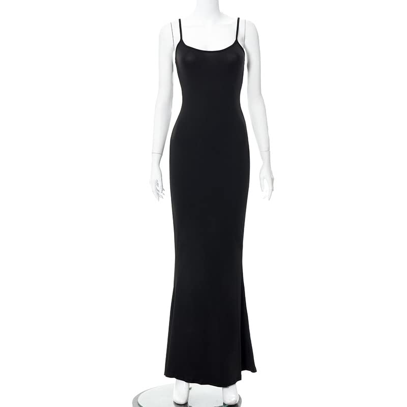 AnotherChill Women's Sexy Sleeveless Backless Bodycon Maxi Dress - Elegant Slim Fit Long Lounge Dress for Summer 2023 | Perfect for Beach Vacations, Date Nights & Casual Outings