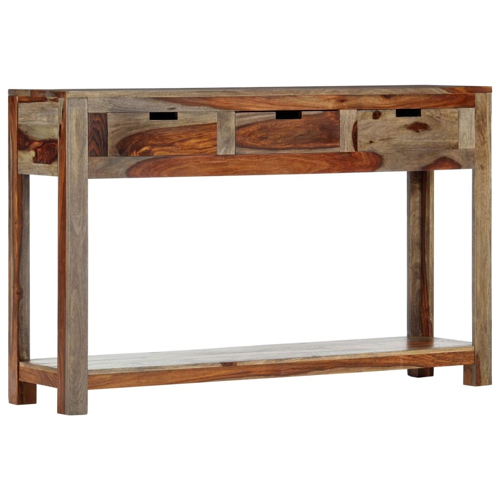 47.2 Inch Solid Sheesham Wood Console Table with 3 Drawers - Elegant Entryway Furniture for Hallway, Living Room & Bedroom Organization