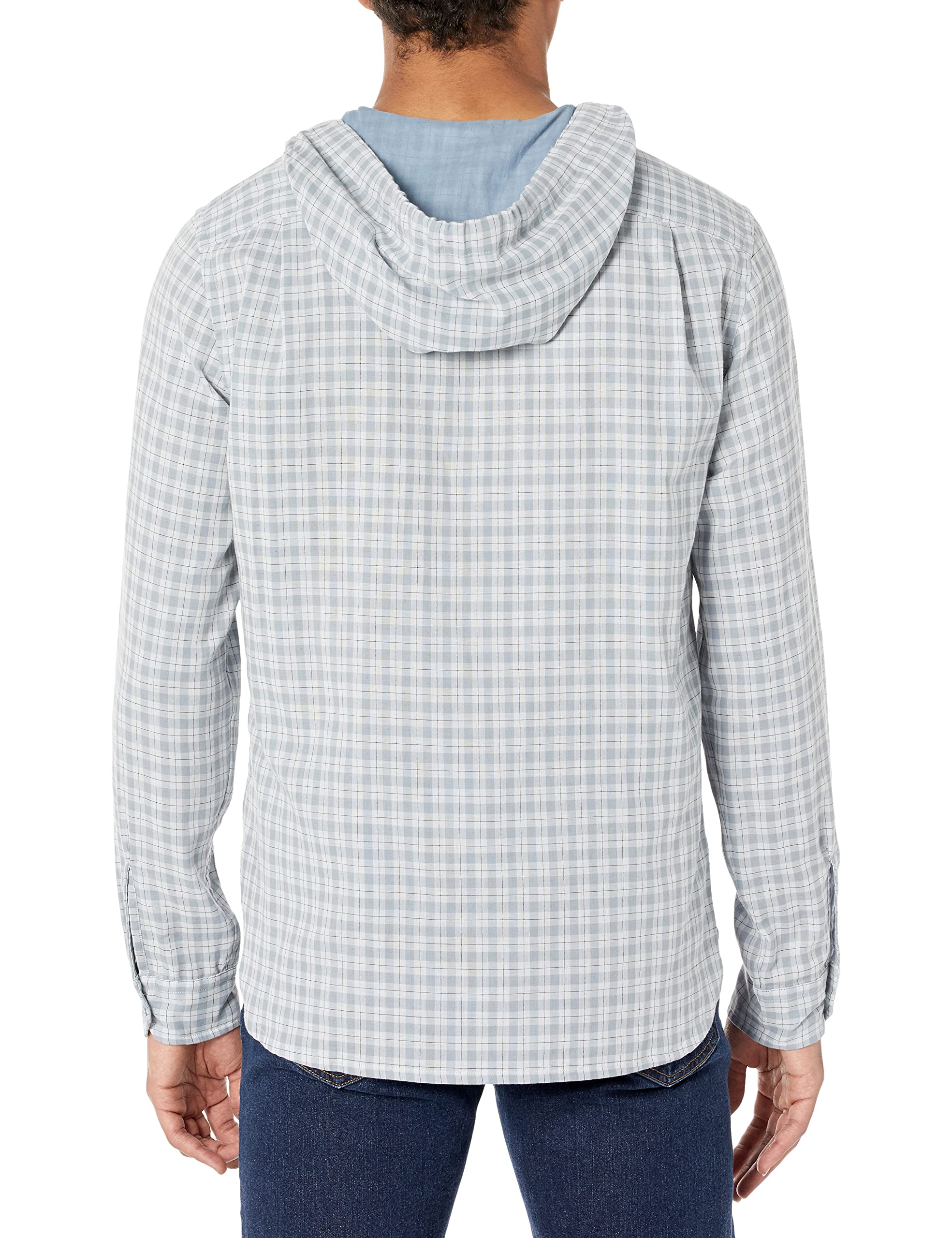 Vince Men's Desert Side Plaid Hooded Long Sleeve Shirt - Casual Wear for Outdoor Adventures & Street Style