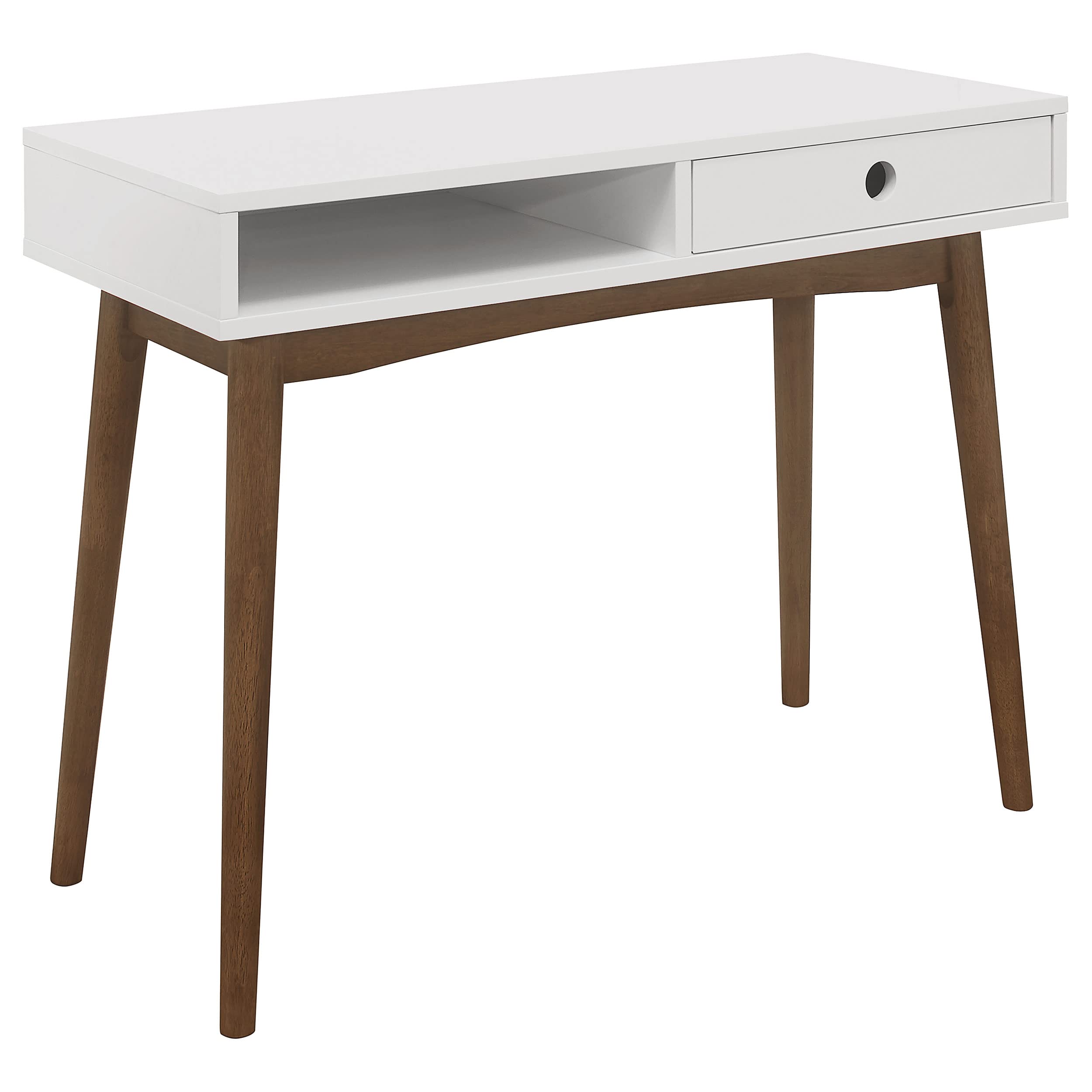 Coaster Furniture Bradenton 1-Drawer White & Walnut Writing Desk 801931 - Perfect for Home Office, Study Room & Small Spaces