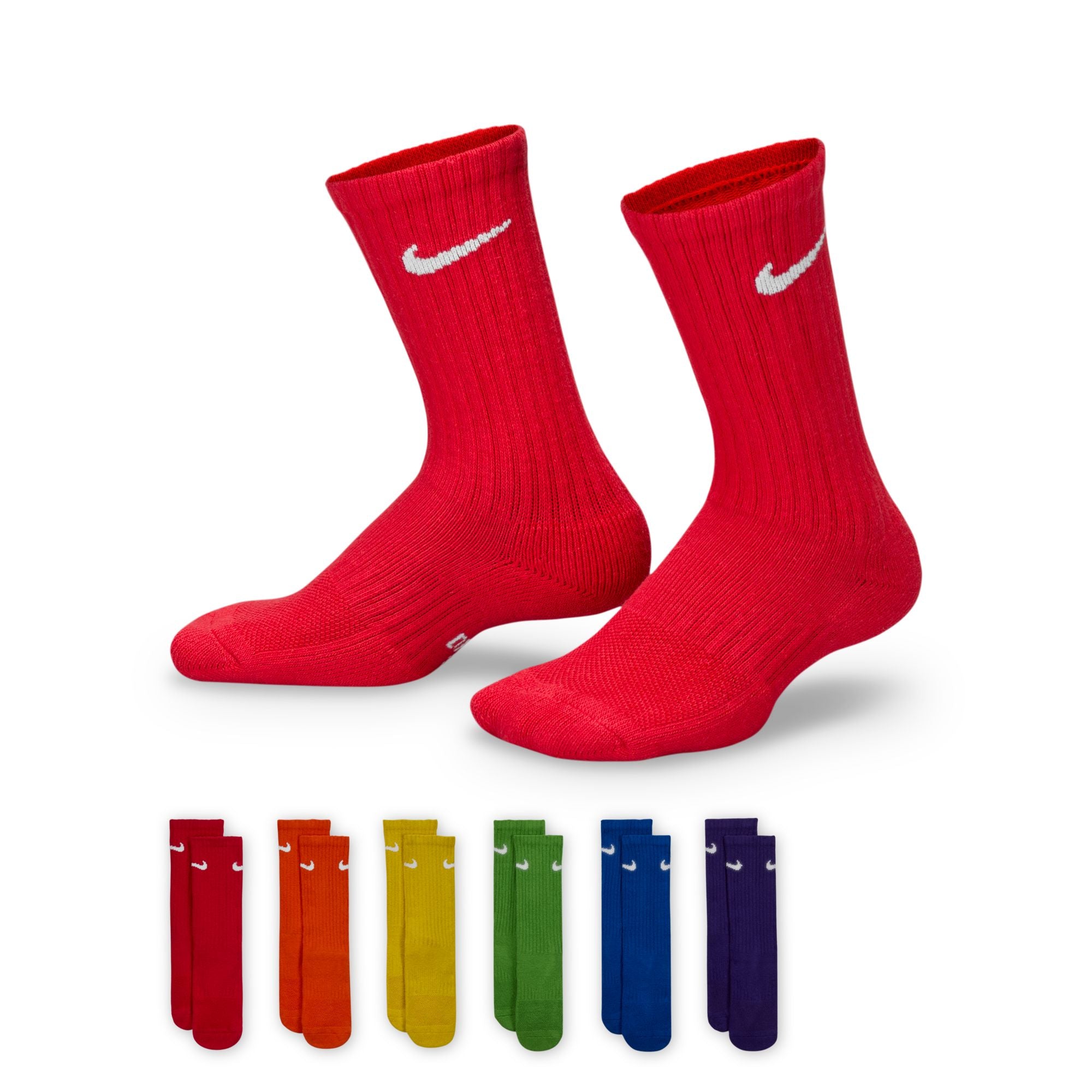Nike Youth Everyday Crew Socks 6-Pack for Boys & Girls - Comfortable Athletic Socks for School, Sports & Daily Wear