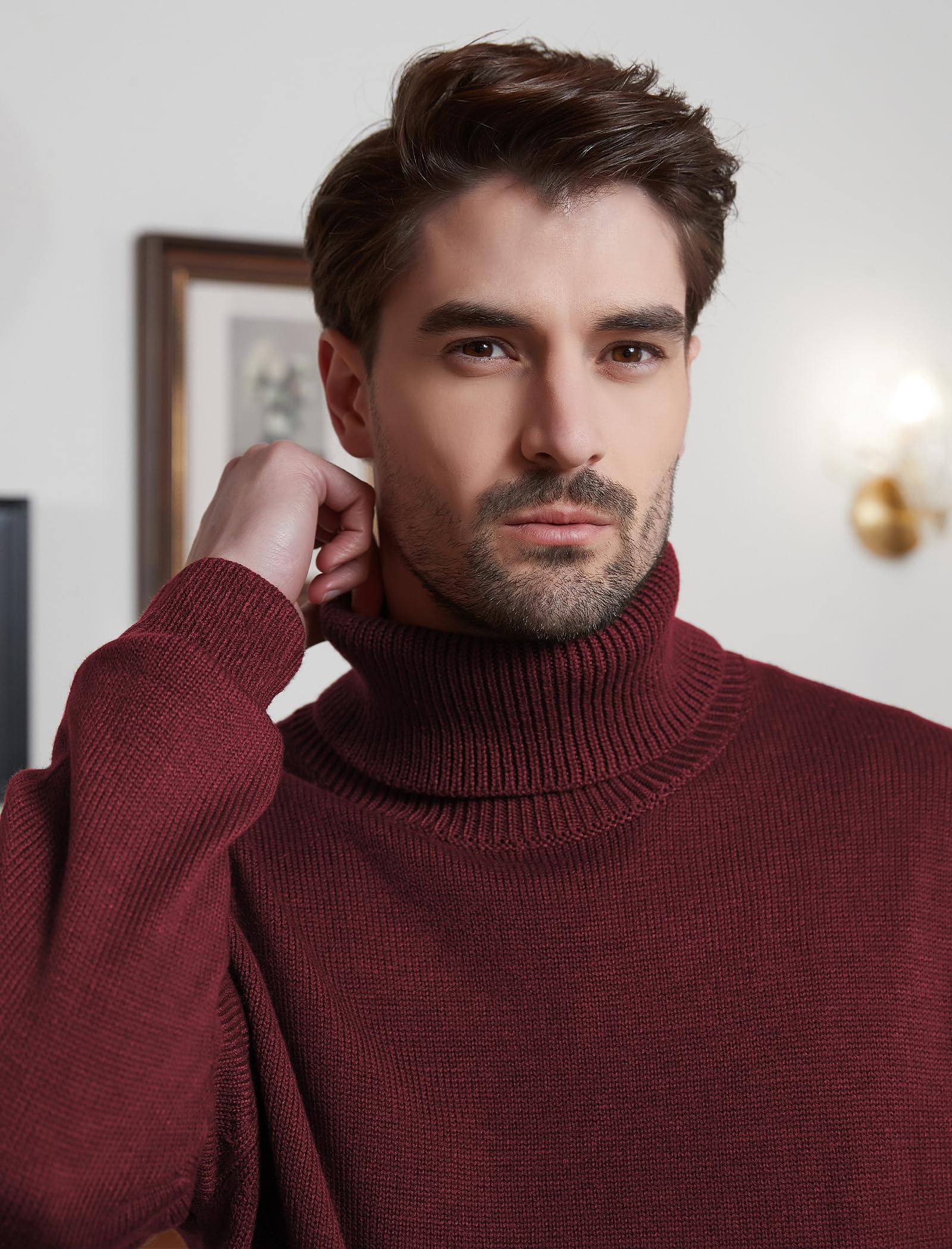 Kallspin Men's Wool Blend Turtleneck Sweater - Mid-Weight High Neck Pullover for Winter Warmth | Perfect for Office, Casual Wear & Cold Weather Outfits