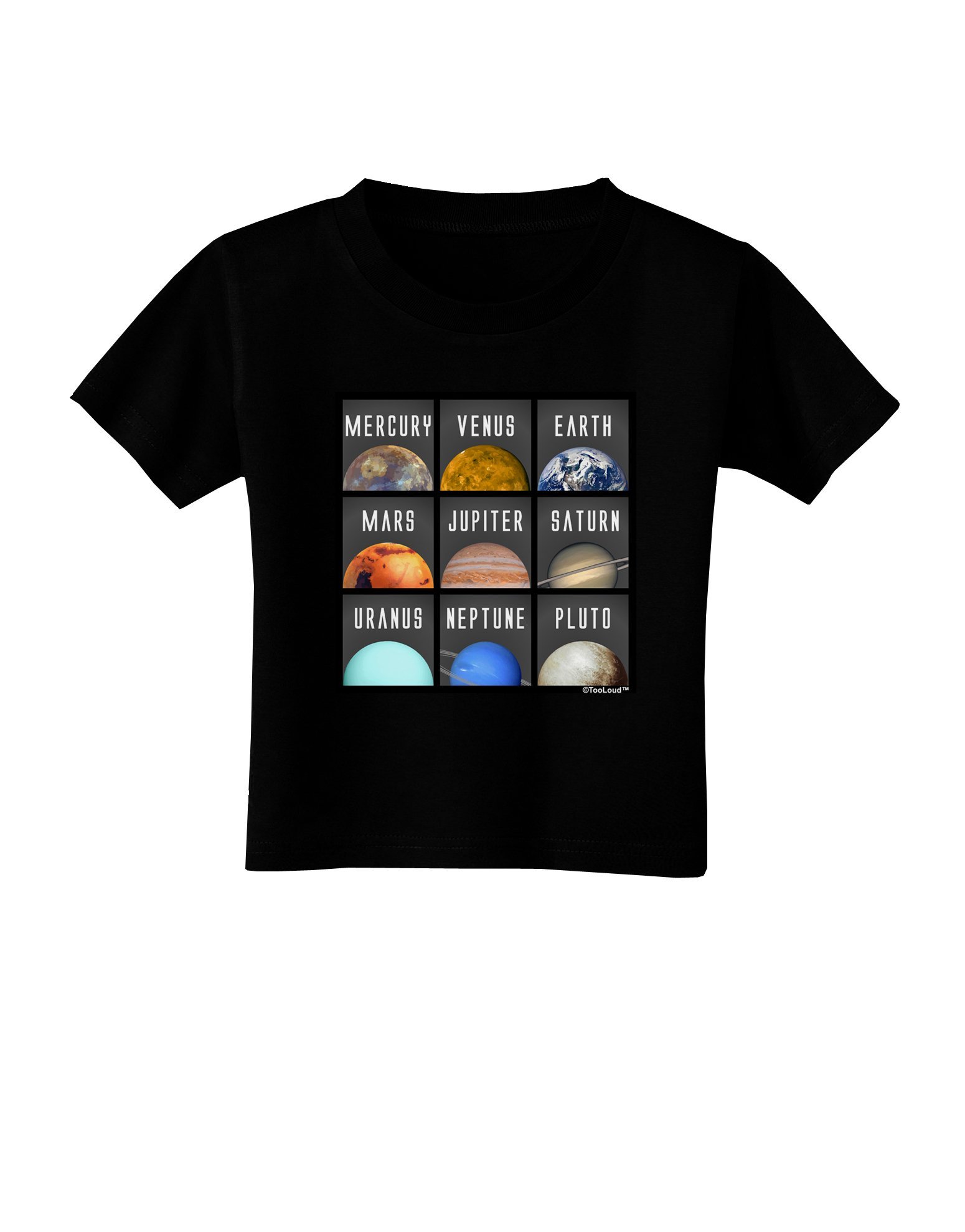 TOOLOUD Solar System Educational Toddler T-Shirt - Dark Space Themed Cotton Tee for Kids - Perfect for Preschool Learning & Astronomy Enthusiasts