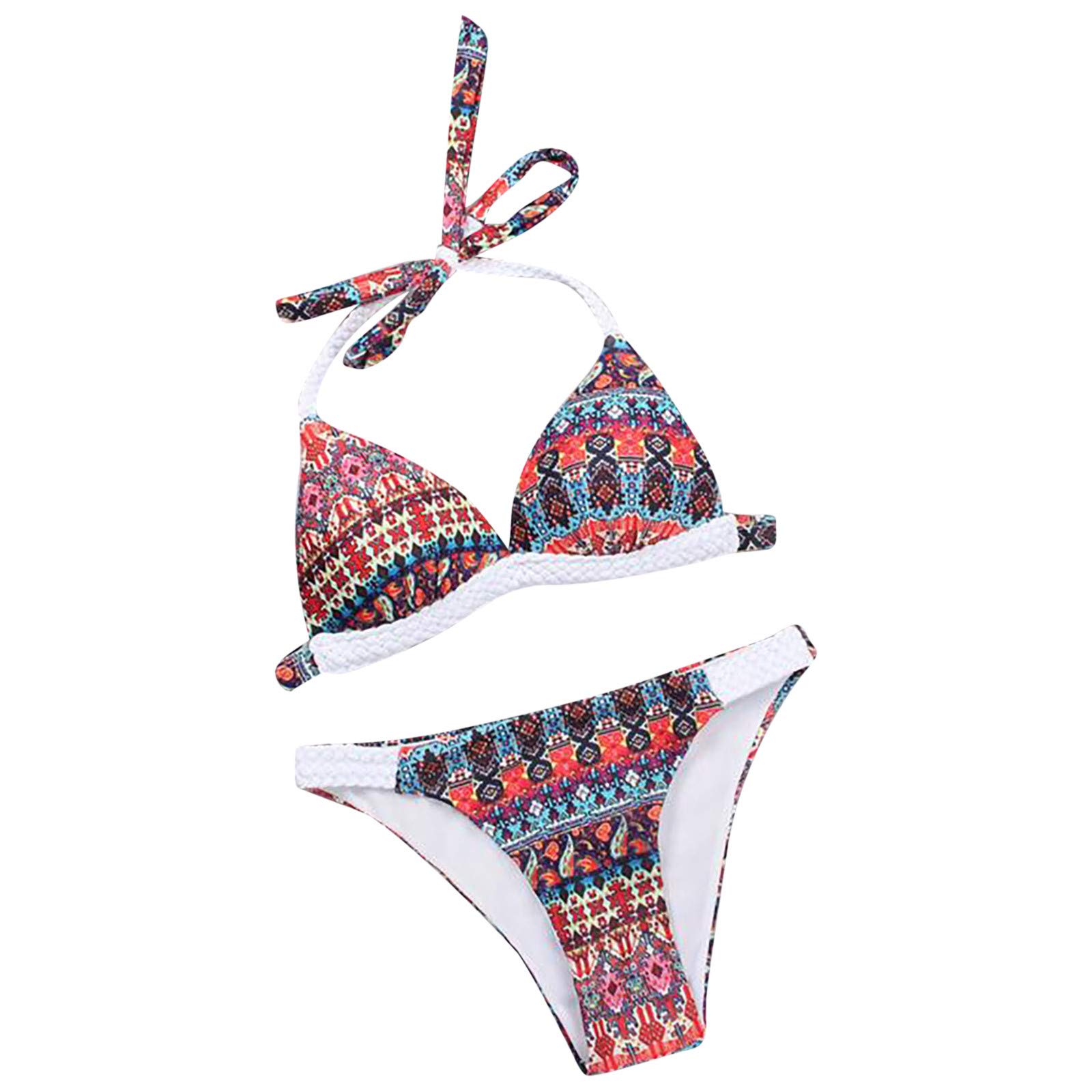Sexy Women's Two-Piece Bathing Suit Set - Triangle Slit Beach Graphic Tankini Swimsuit for Summer 2024 | Perfect for Pool Parties, Beach Vacations & Tropical Getaways