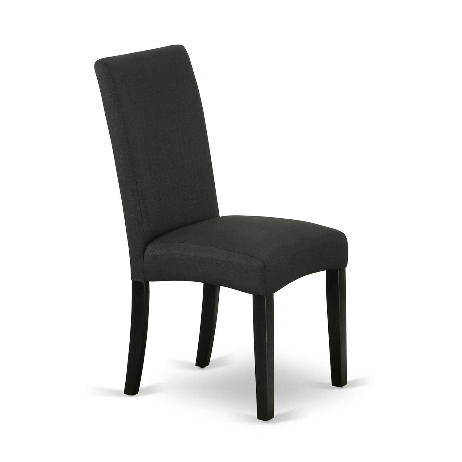 East West Furniture DRP1T24 Driscol Parson Chairs - Set of 2 Black Linen Fabric Padded Dining Chairs for Kitchen, Dining Room, and Office Use
