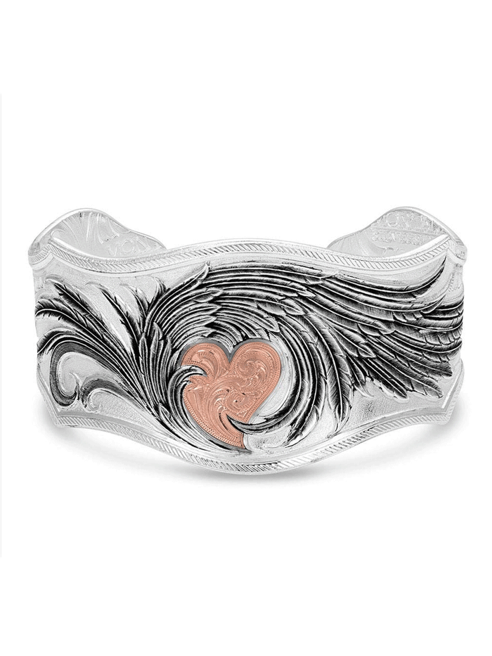 Montana Silversmiths BC4394RG Women's Rose Gold Heart Strings Feather Bracelet - Elegant Silver Jewelry for Valentine's Day, Anniversary & Special Occasions