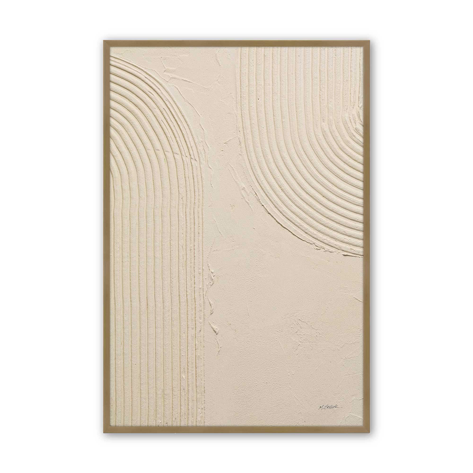 Echoed Curves in Beige I Print - Abstract Wall Art Decor for Living Room, Bedroom & Office - Modern Home Decoration Canvas Painting