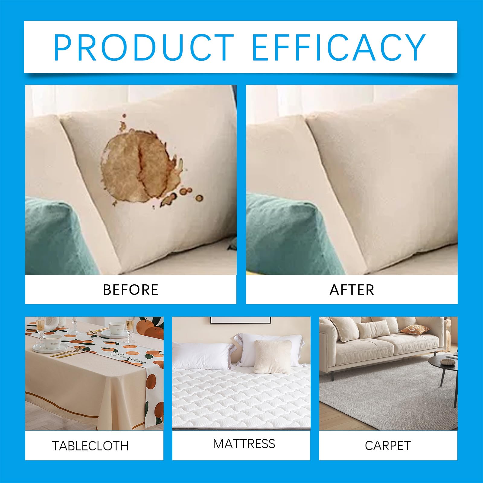 No-Wash Fabric Cleaner Spray - Upholstery & Sofa Cleaner for Furniture, Car Seats, Mattress - Stain Remover & Odor Eliminator (2-Pack) - Perfect for Pets, Kids & Everyday Messes