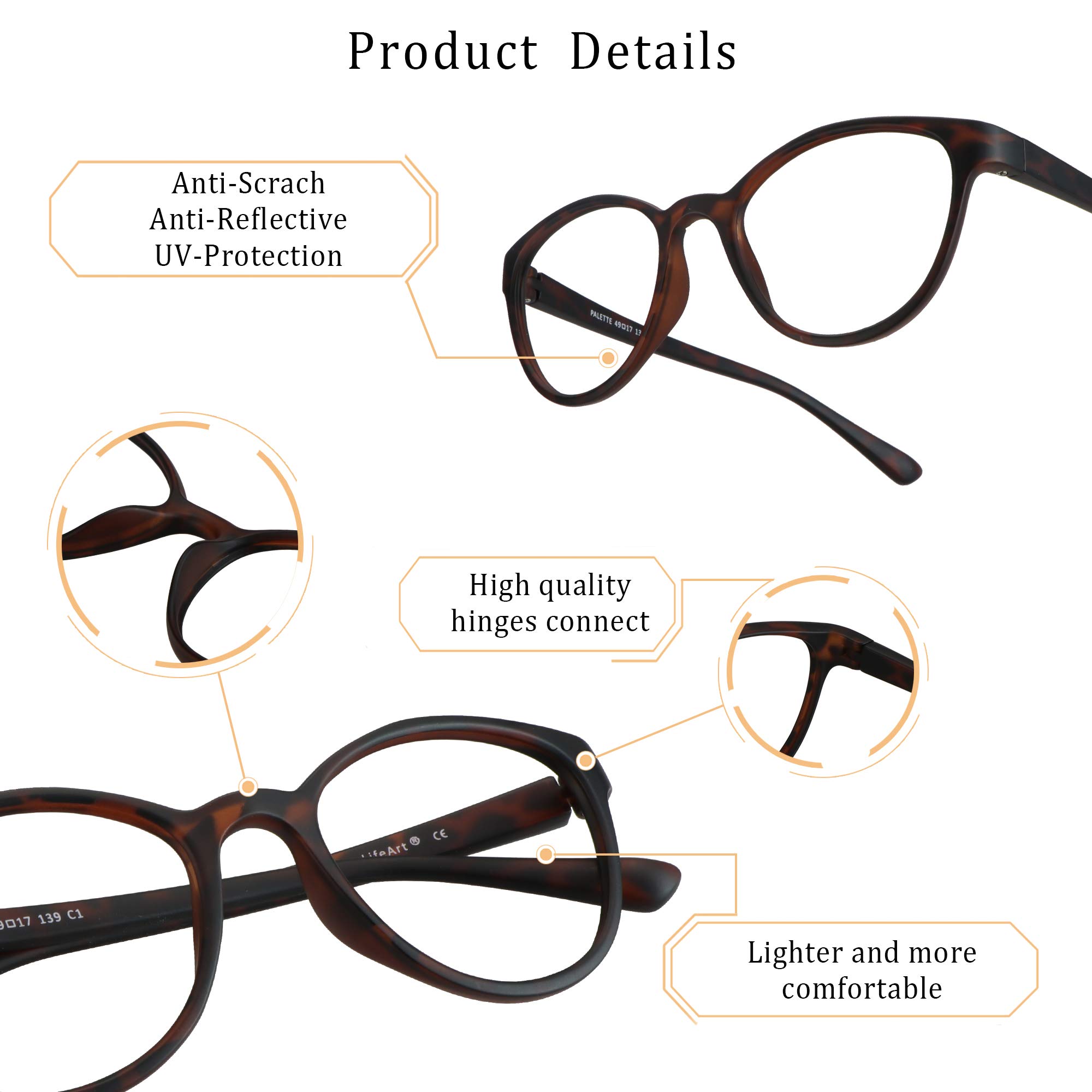 Blue Light Blocking Glasses for Computer, Reading & Gaming - LifeArt Anti Eye Strain Glasses for Work, Study & Screen Time Protection