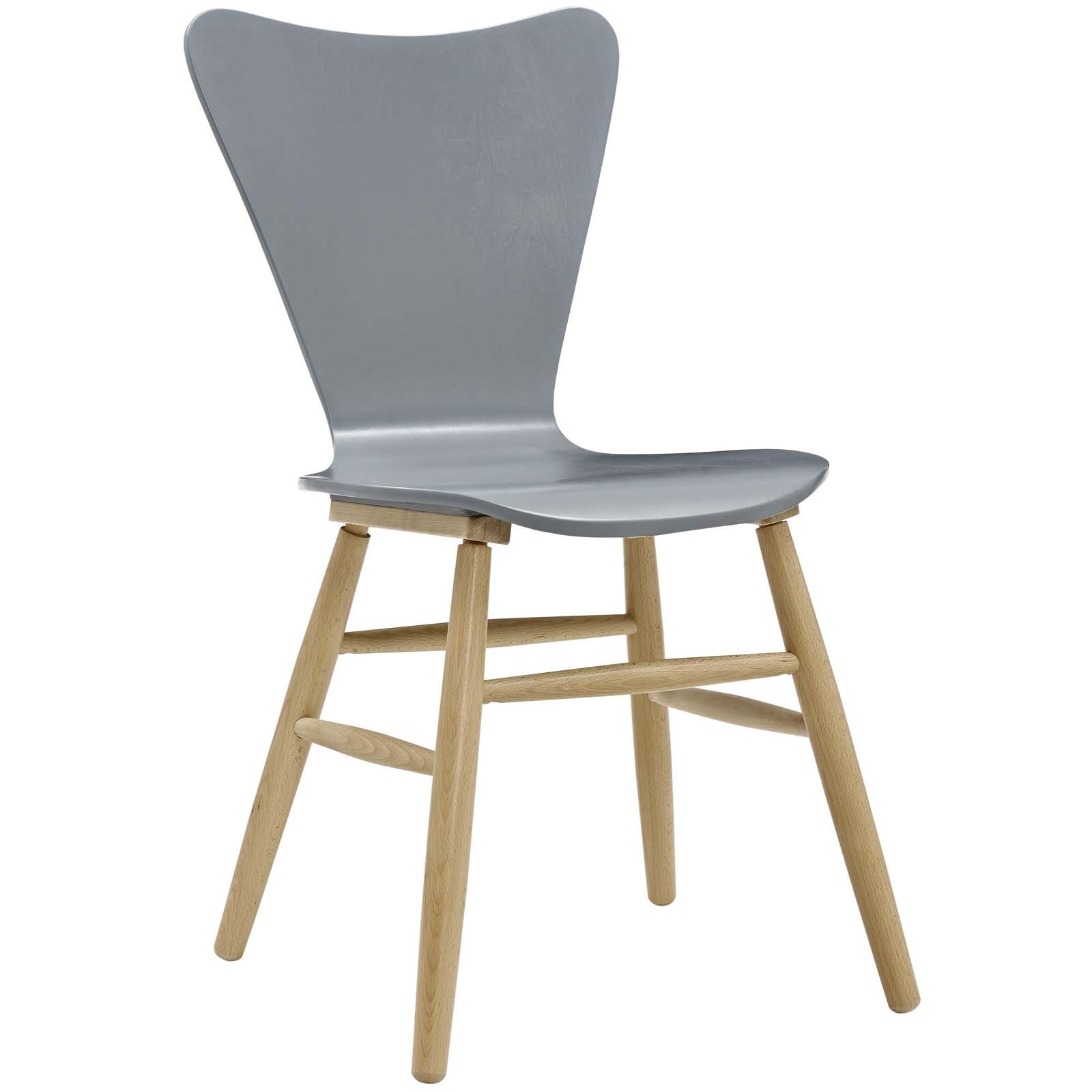 Modway Cascade Mid-Century Modern Wood Kitchen & Dining Chair - Gray - Perfect for Home, Office & Restaurant Use