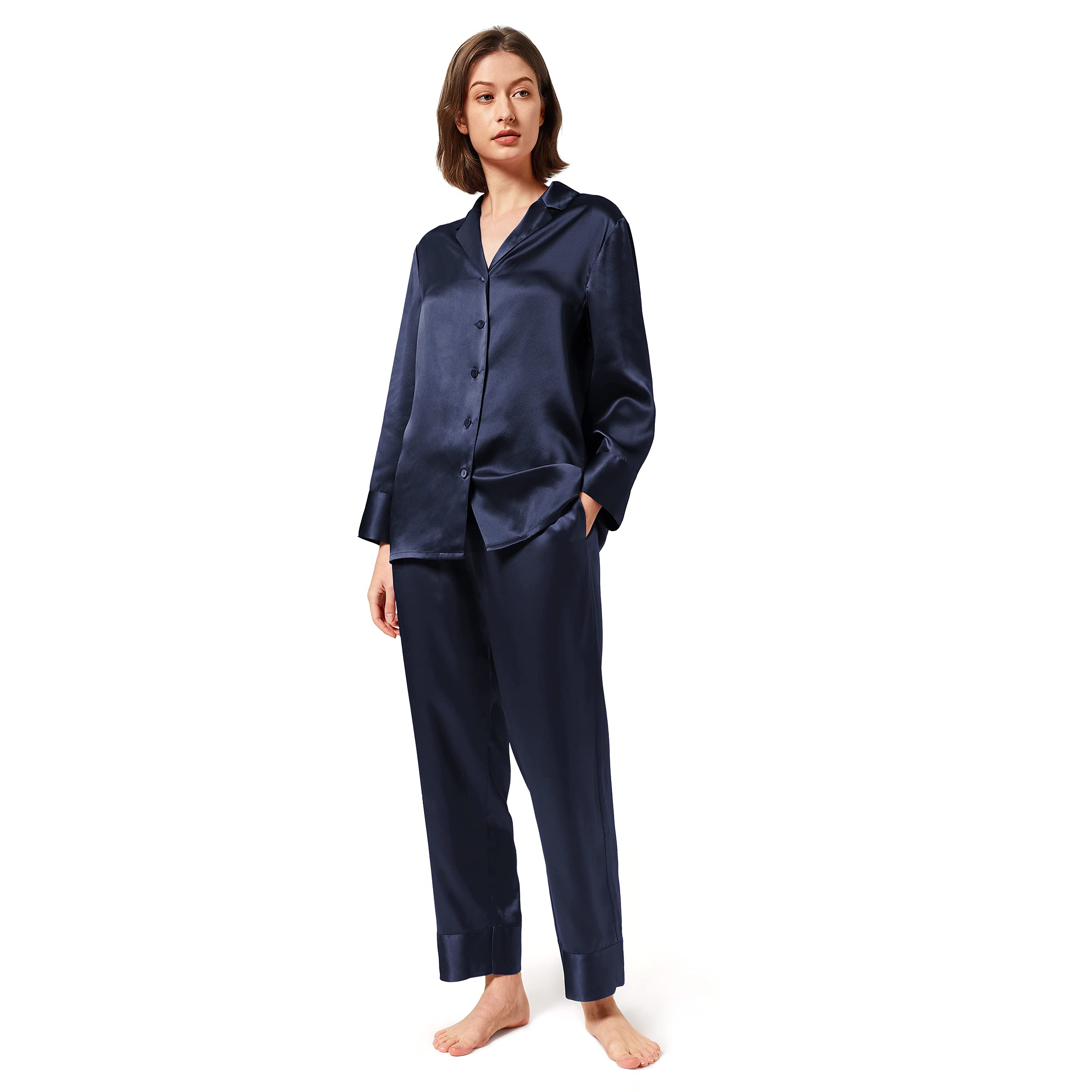 Mommesilk 100% Mulberry Silk Pajama Set for Women - Long Sleeve Washable Silk Pajamas | Soft Summer Nightwear for Comfortable Sleep & Lounge Wear